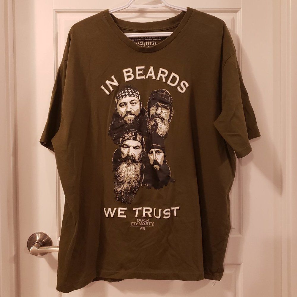 Duck Dynasty Men's Olive Green Graphic Cotton T-shirt - Size XXXL